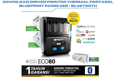 Download Driver Printer Thermal Portabel Blueprint ECO80 USB + Bluetooth